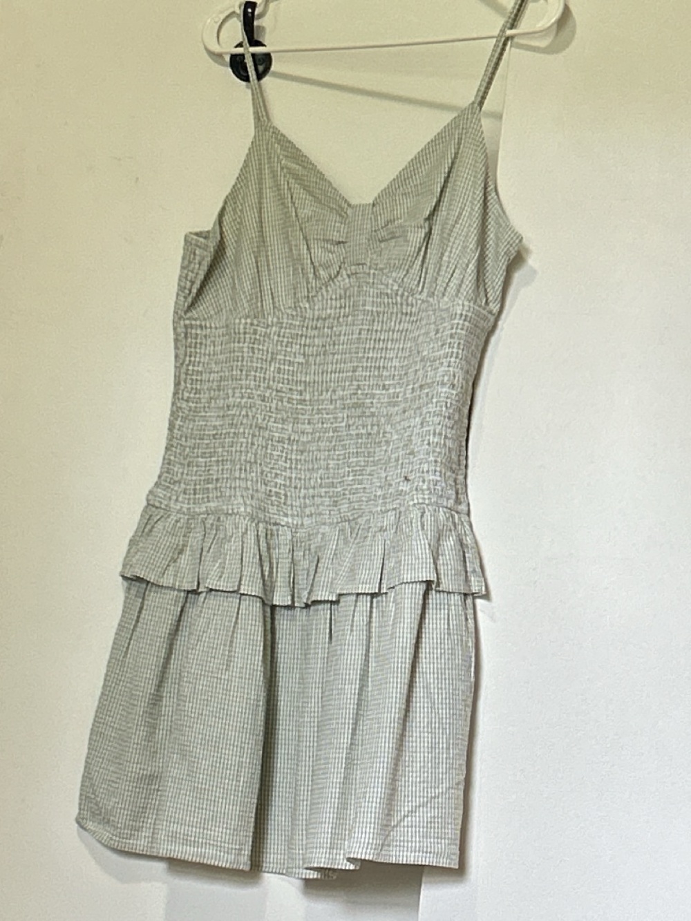 Sage Green Smocked Mini Dress with Ruffle Hem